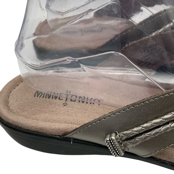 Minnetonka Sandals Thong Slides Summer Women’s Size 10 Silverthorne Pewter Rodeo - Picture 3 of 6